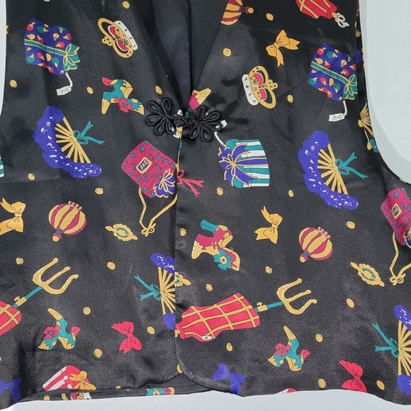 VTG Diane Von Furstenberg Men's Holiday Christmas Print Vest Sz M - Picture 6 of 12